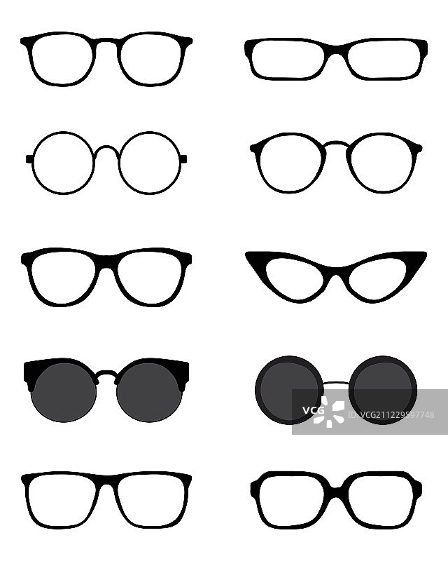 不同眼镜的轮廓图片素材