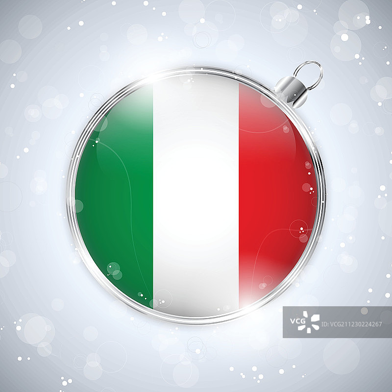 圣诞快乐，带国旗的意大利银球图片素材