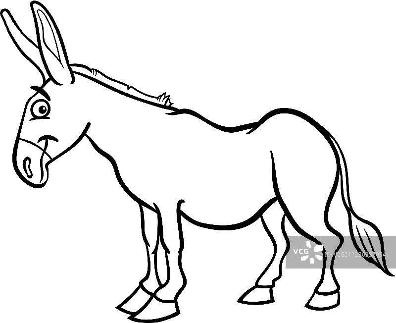 农场驴漫画为涂色书图片素材