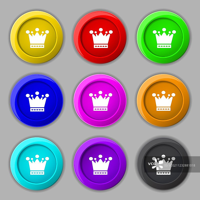 皇冠图标标志上九轮彩色符号图片素材