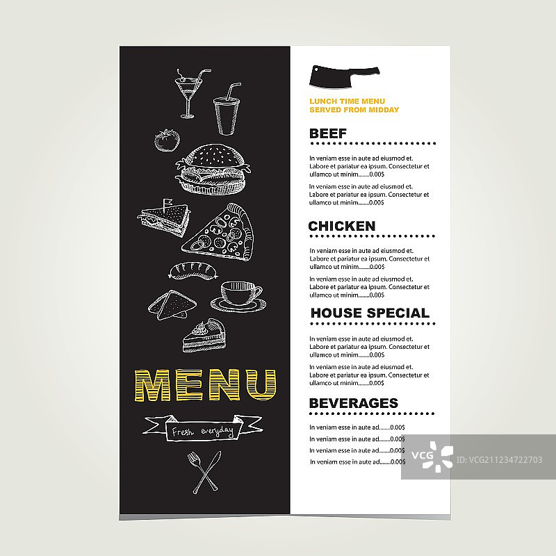 餐厅咖啡厅菜单模板设计图片素材