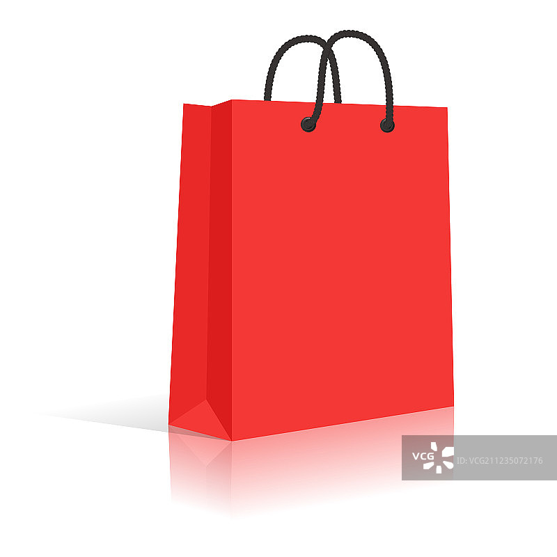 黑色绳子的空白红色纸购物袋图片素材