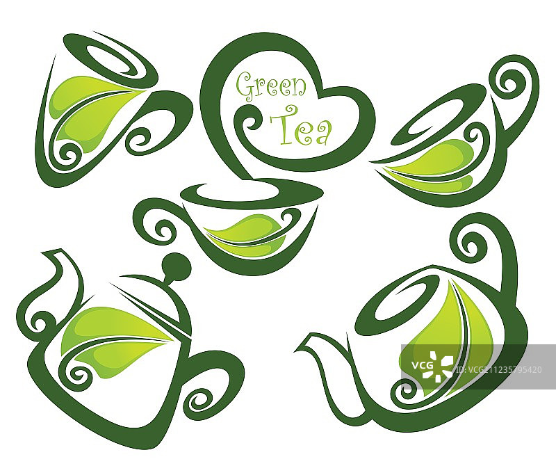 绿茶形成符号和形象图片素材