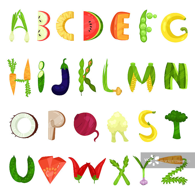 蔬菜英文字母由新鲜制成图片素材