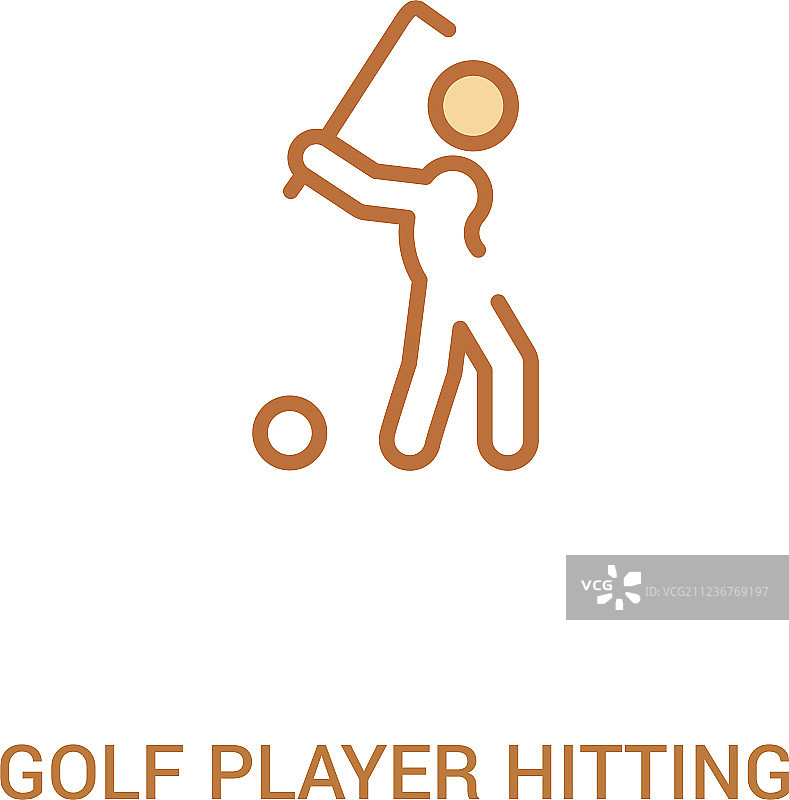 高尔夫球手击球概念2颜色图标简单图片素材