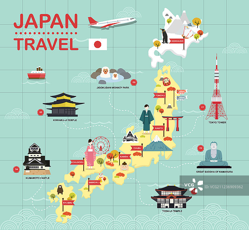 日本地标图标地图旅游图片素材
