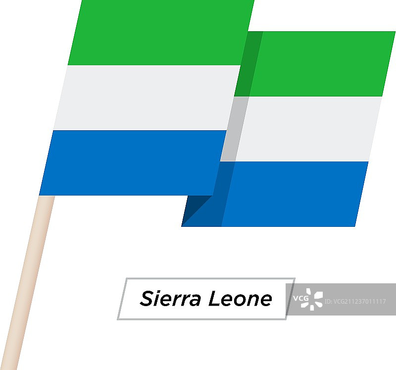 塞拉利昂丝带飘扬的旗帜被孤立在白色图片素材