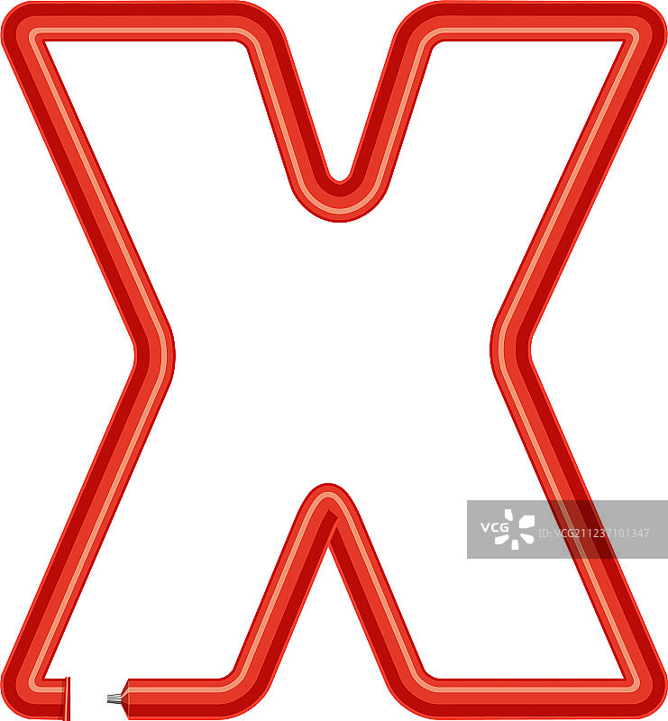 字母x塑料管图标卡通风格图片素材