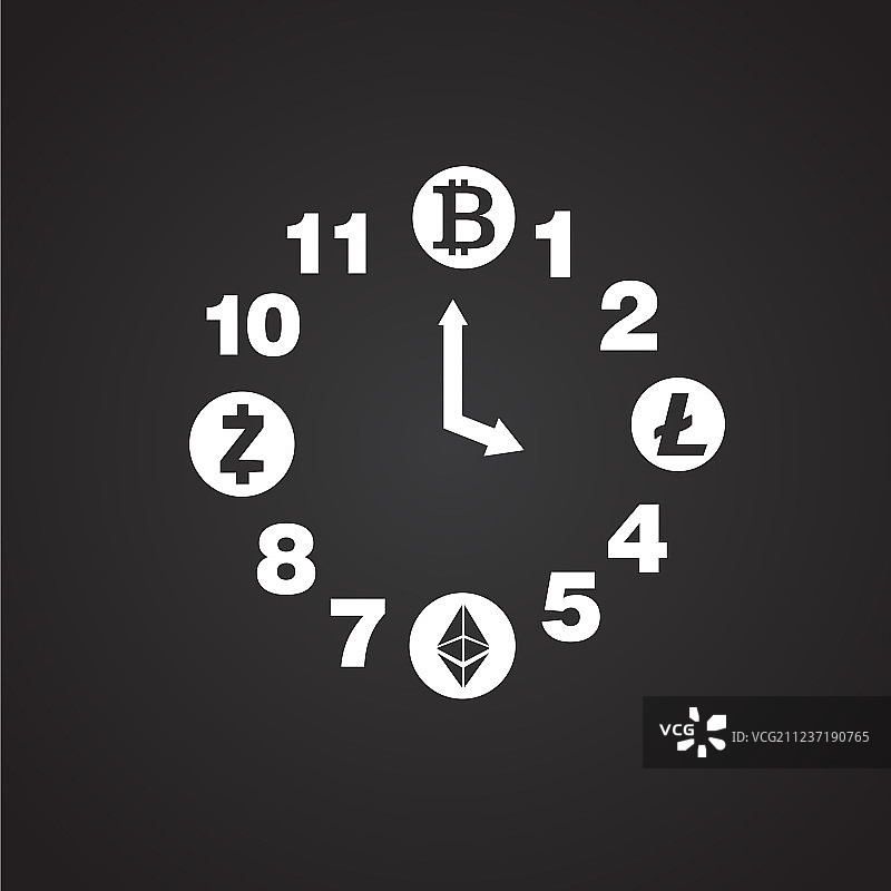 黑色背景上的加密货币时钟图片素材