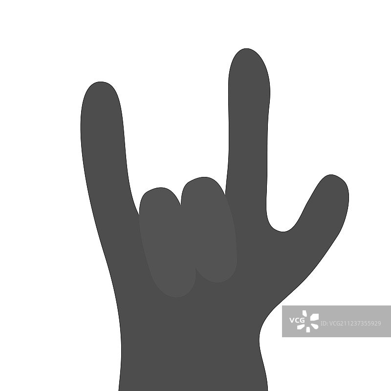摇滚手手指黑色剪影形状图片素材