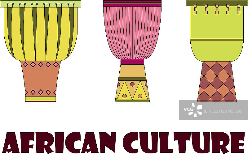 三套传统非洲鼓图片素材