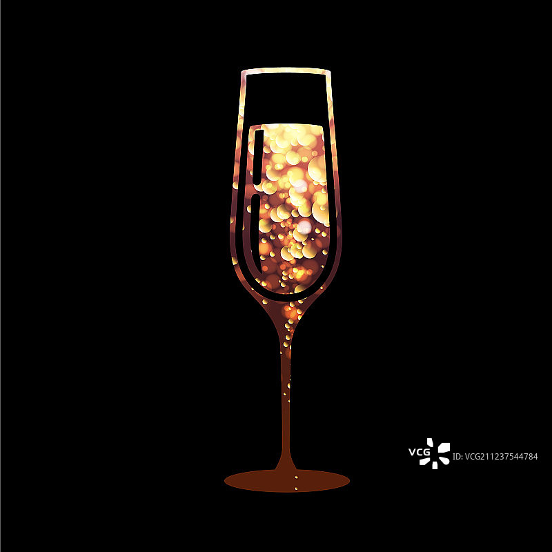 香槟玻璃图标与闪耀的背景图片素材