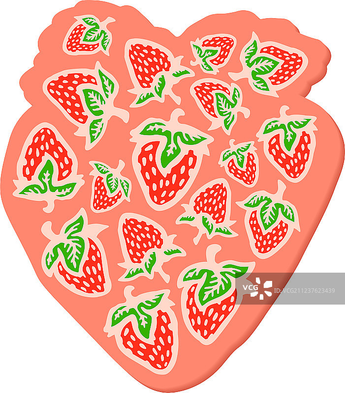 粉红色的象征与草莓在白色的背景图片素材