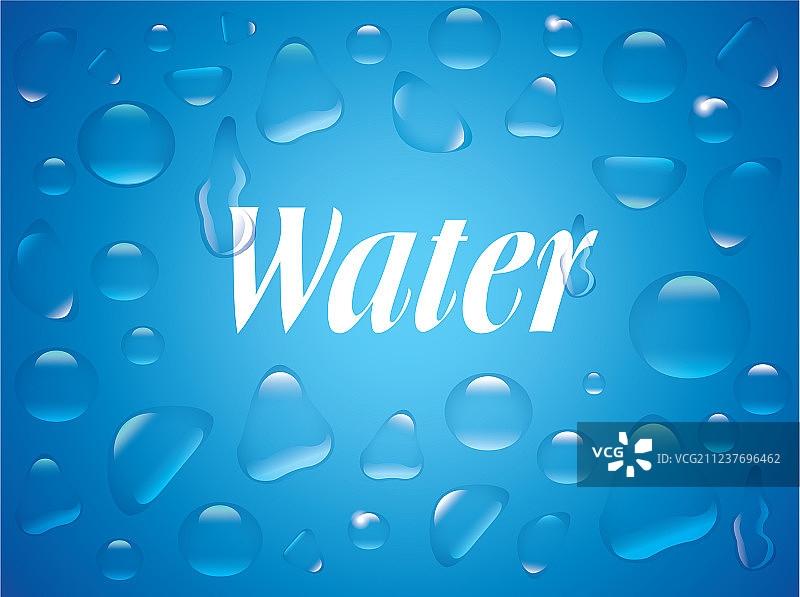清澈透明的水滴孤立在蓝色图片素材