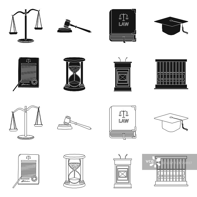 设计法律和律师符号设置法律图片素材