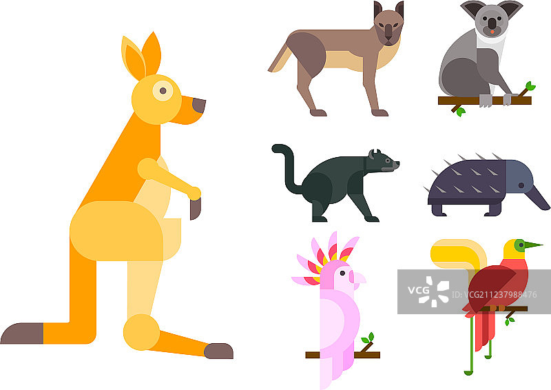 澳大利亚野生动物卡通自然流行图片素材