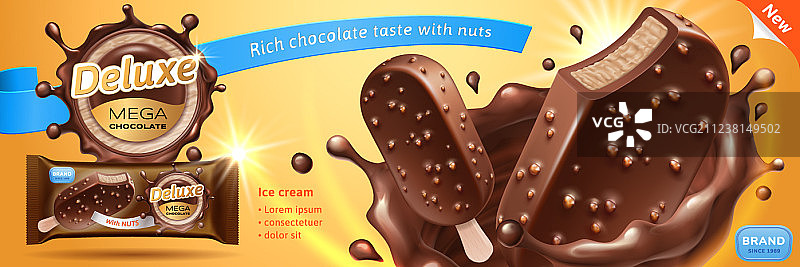 豪华巧克力雪糕广告高档冰图片素材