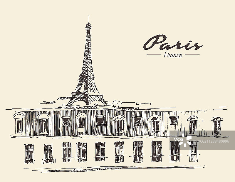 巴黎埃菲尔铁塔素描图片素材