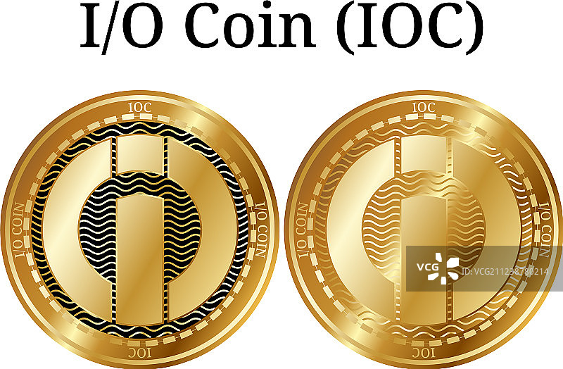 一套物理黄金硬币i-o硬币ioc图片素材