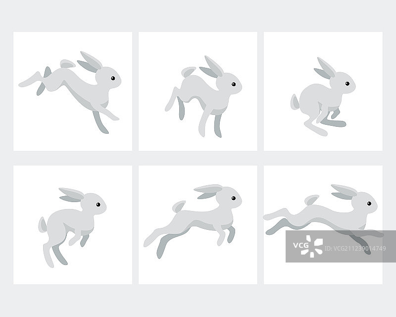 奔跑兔子动画孤立在白色的Sprite图片素材
