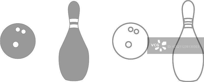 大头针和保龄球是黑色的图标图片素材