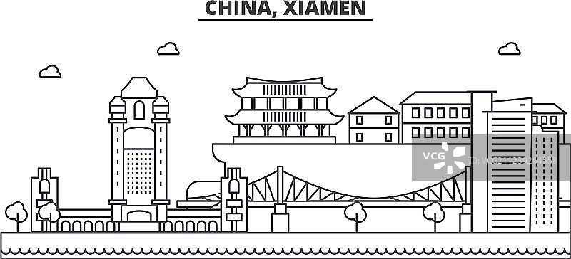 中国厦门建筑线天际线图片素材