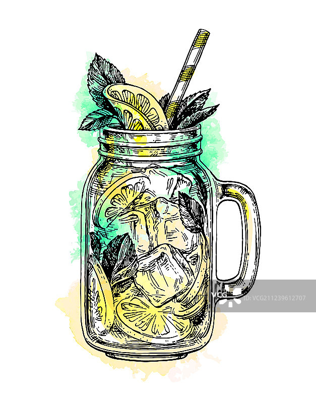 玻璃瓶柠檬水图片素材