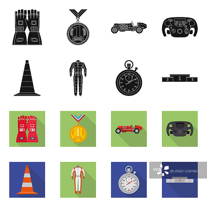汽车和汽车拉力赛标志集的孤立对象图片素材