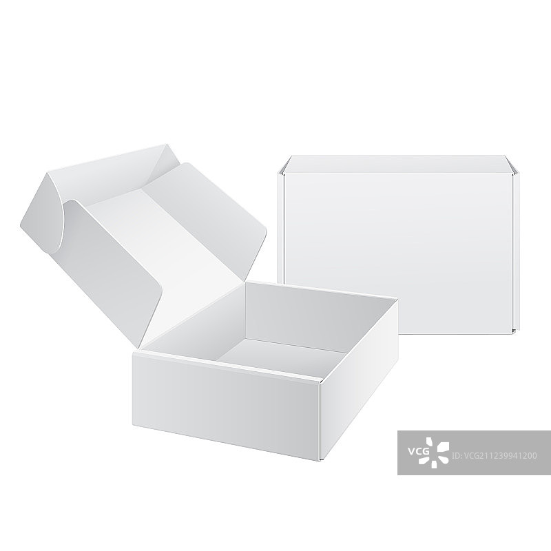 现实的白色包装纸板箱图片素材