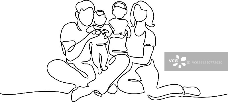 家庭观念父亲母亲和孩子坐着图片素材