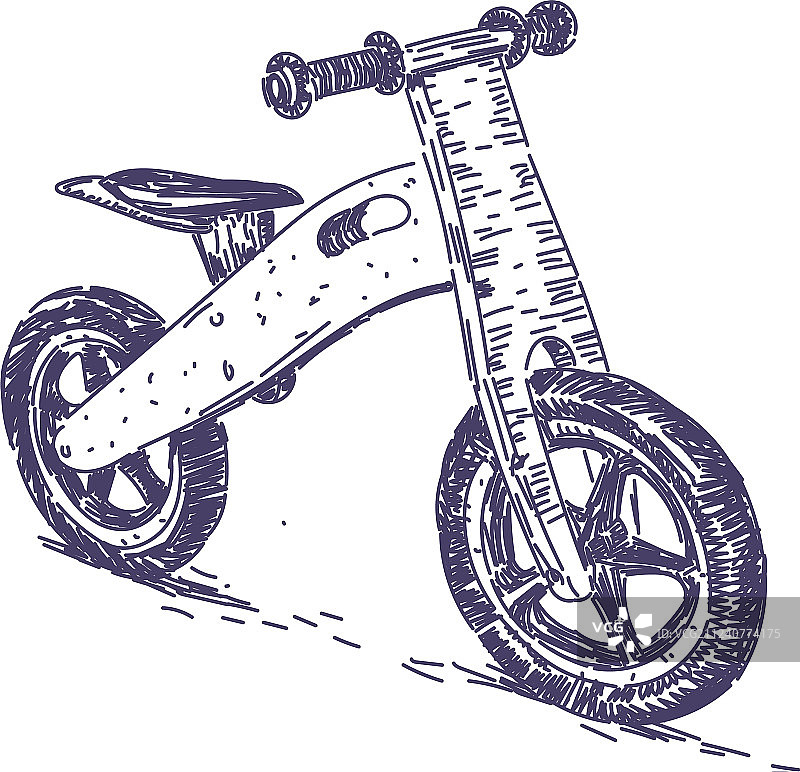 平衡自行车手绘图片素材