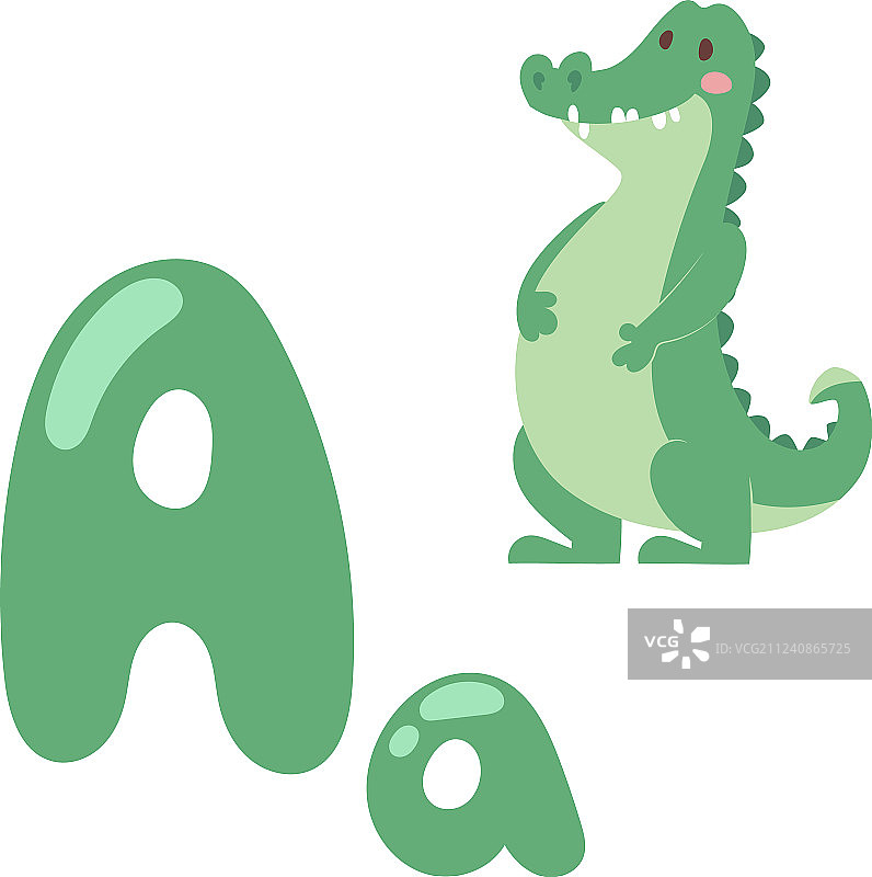 可爱的动物园字母表与卡通动物鳄鱼图片素材