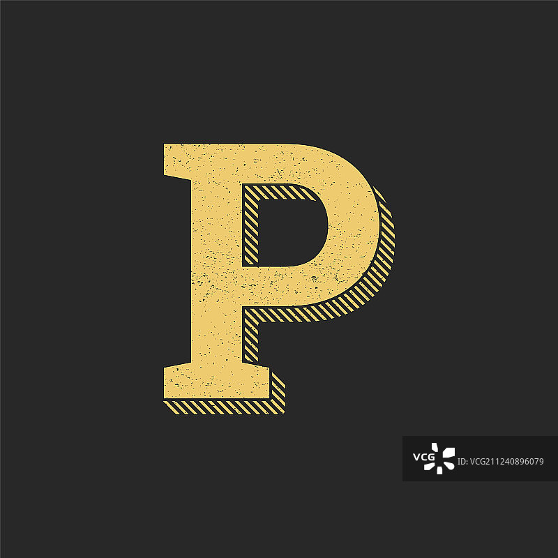 标志字母p黄金复古图片素材