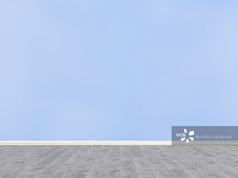 蓝色墙纸和硬木地板的空房间图片素材