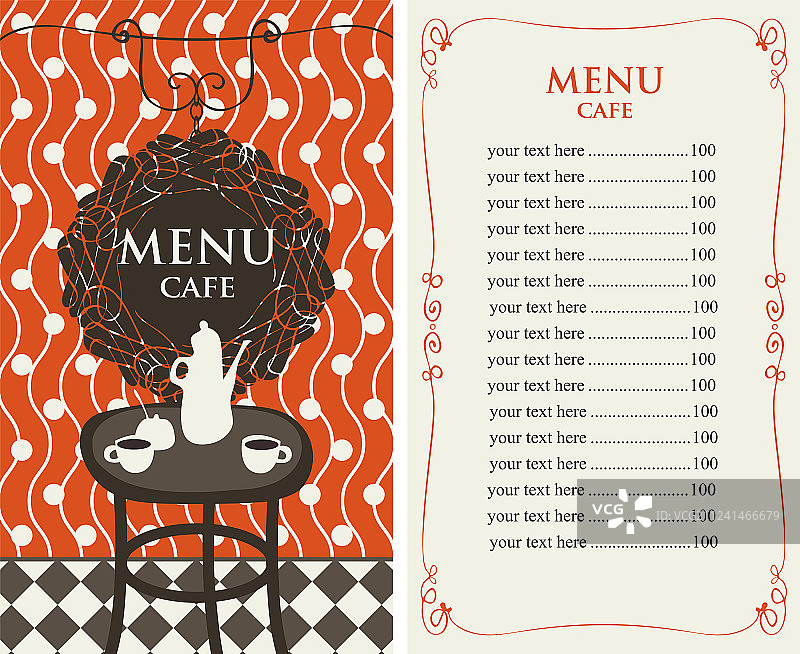 咖啡馆的菜单，价格表和服务餐桌图片素材