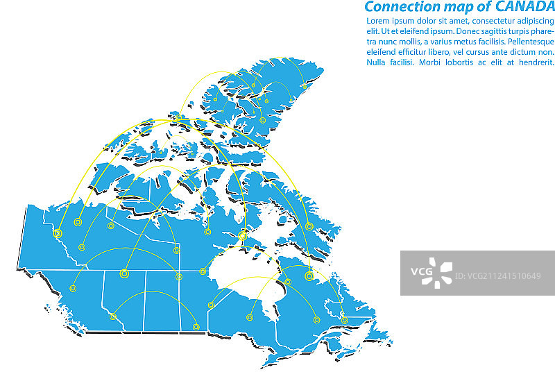 加拿大现代地图连接网络设计图片素材