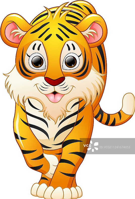 可爱的老虎卡通孤立在白色的背景
