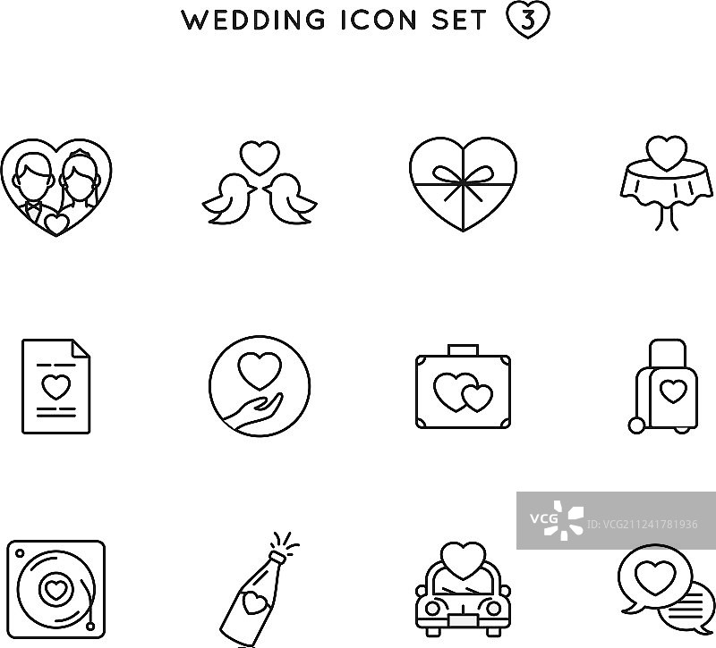 婚礼大纲图标设置对象的婚姻图片素材