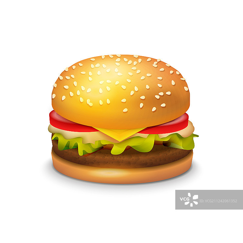 白色背景上的大汉堡三明治图片素材