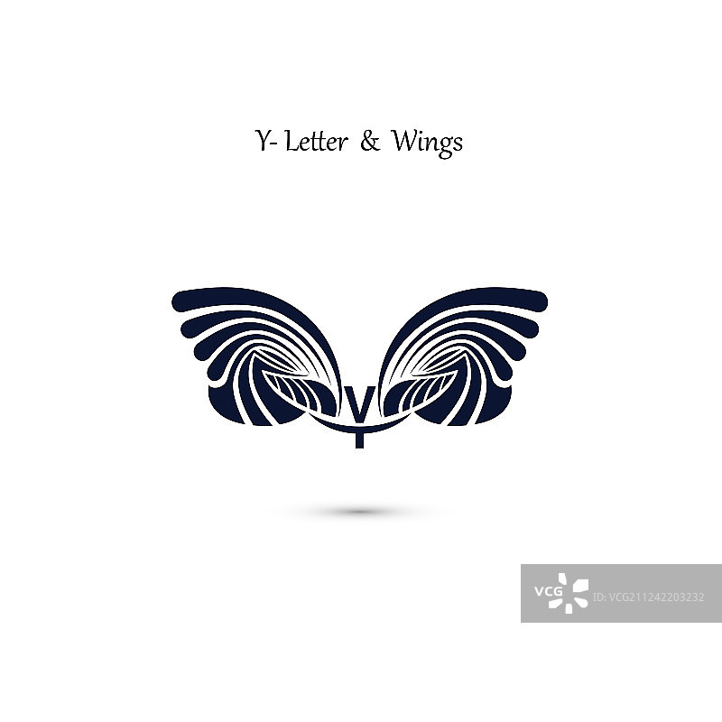 Y字母标志和天使翅膀交织的翅膀标志图片素材