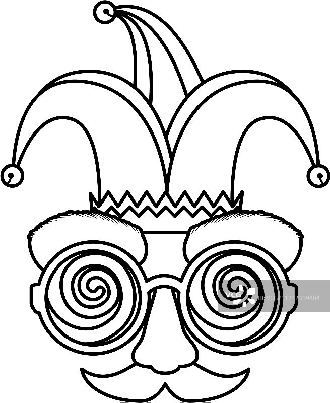 愚人节面具，眼镜，胡子和小丑帽图片素材