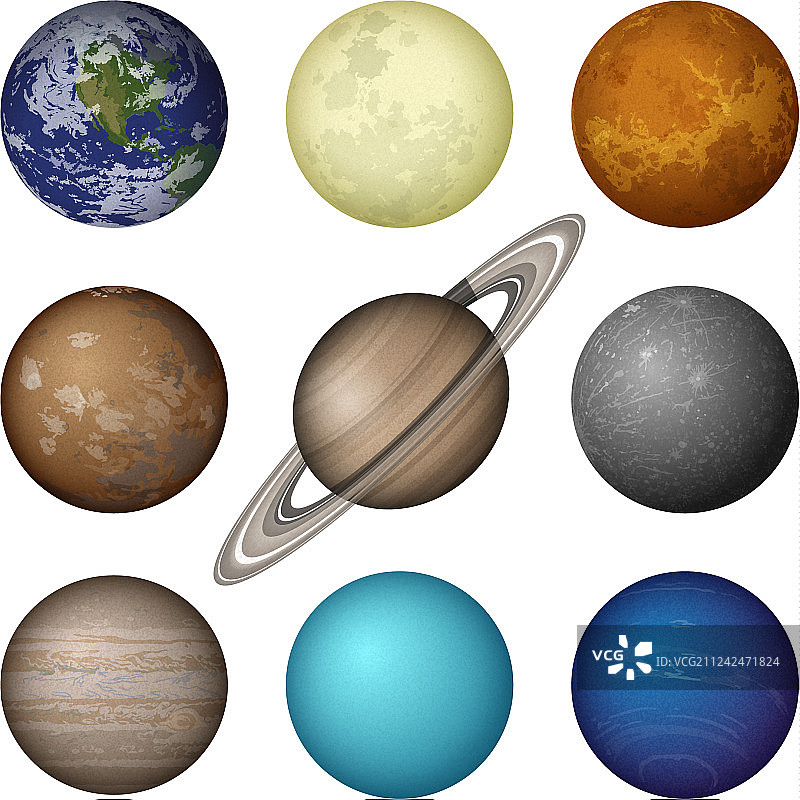 太阳系行星和月球图片素材