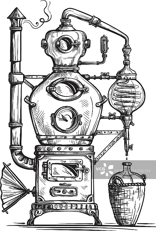 蒸馏器，用于酿酒厂内制造酒精图片素材