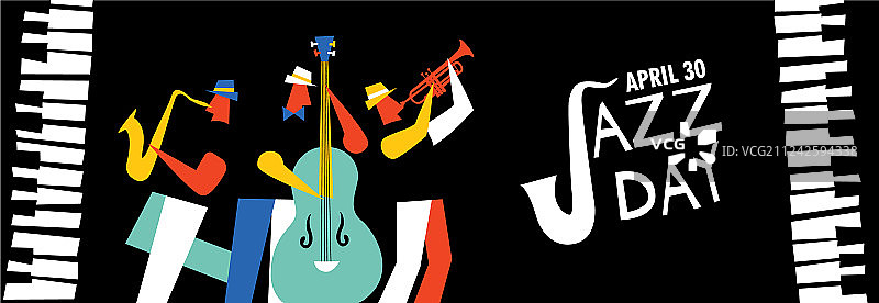爵士日的横幅音乐乐队的音乐会图片素材