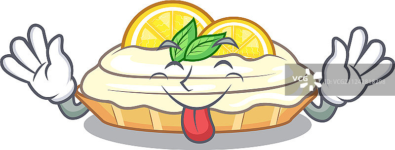 舌头伸出吉祥物美味的自制柠檬蛋糕图片素材