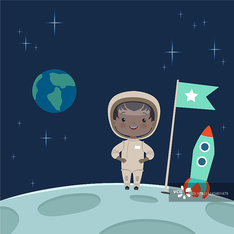 小宇航员站在月球上图片素材