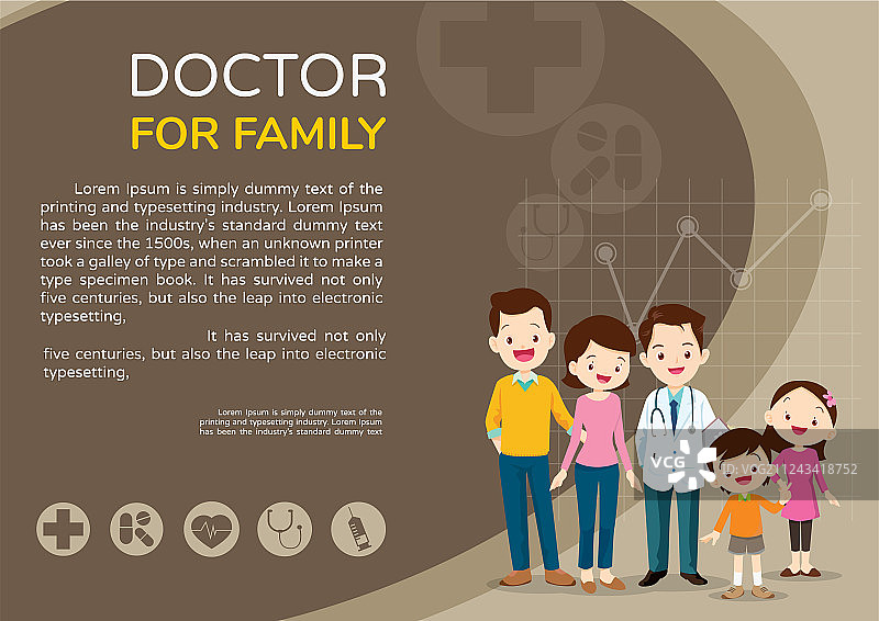 医生和可爱的家庭背景海报图片素材