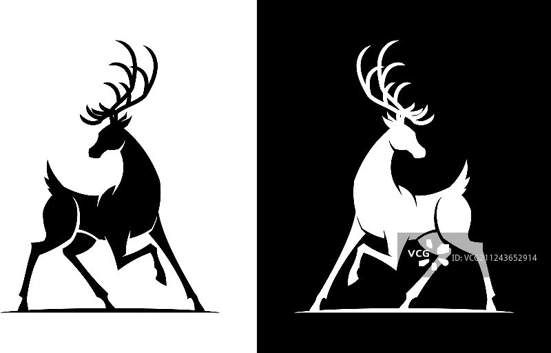 鹿的轮廓黑白图标图片素材