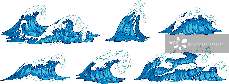 海浪汹涌的海水海浪复古风暴图片素材