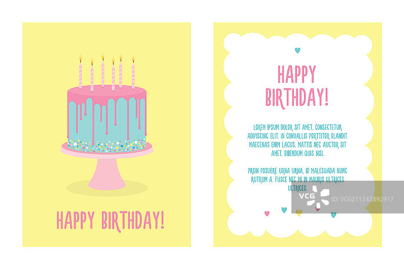 有蛋糕和蜡烛的生日贺卡图片素材